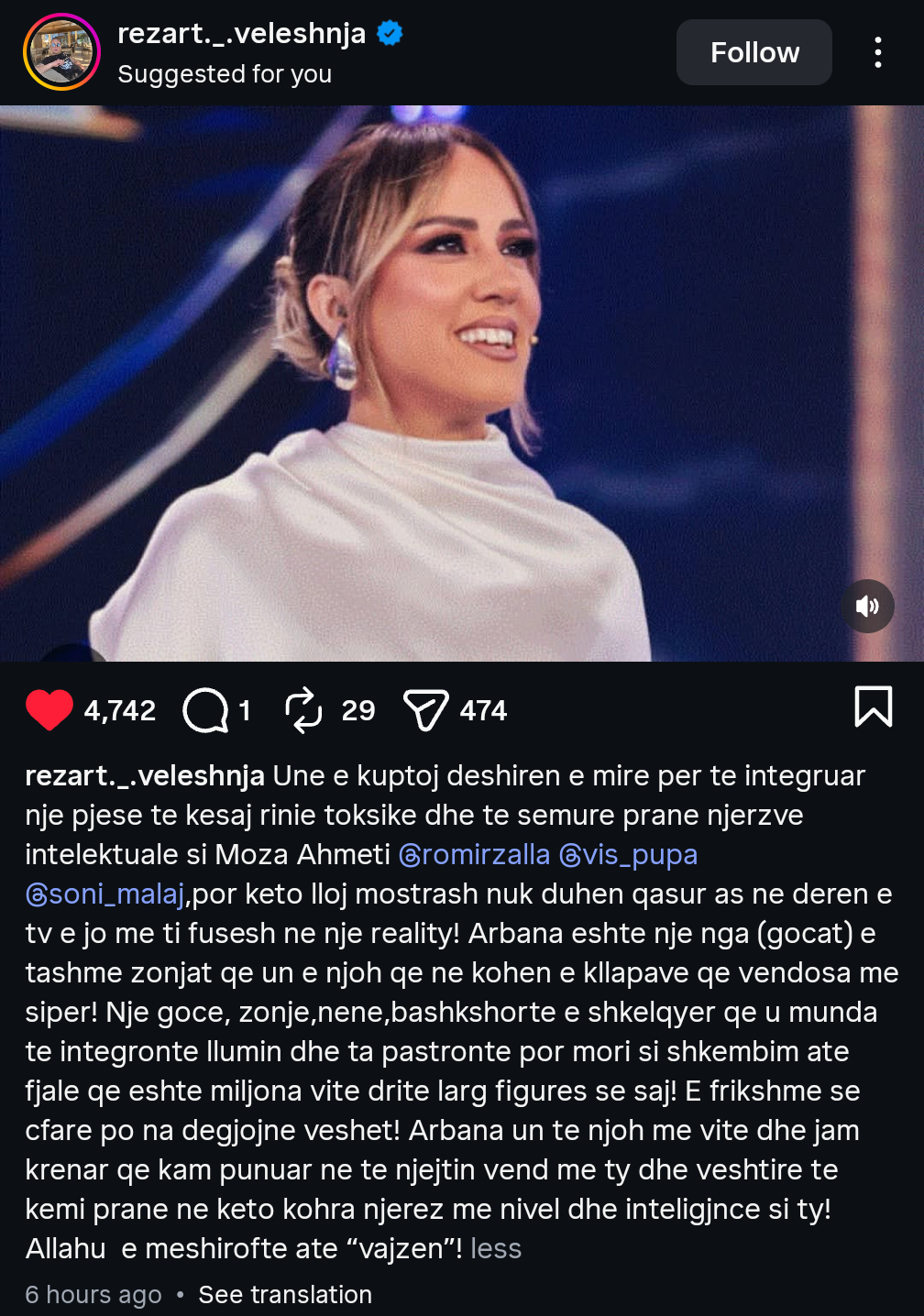  E frikshme   Rezart Veleshnja shpërthen ashpër pas situatës Arbana Ola në  Ferma VIP 